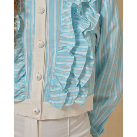 Veste à rayures bleues à empiècements Edward Achour