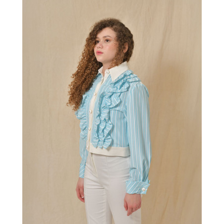 Veste à rayures bleues à empiècements Edward Achour