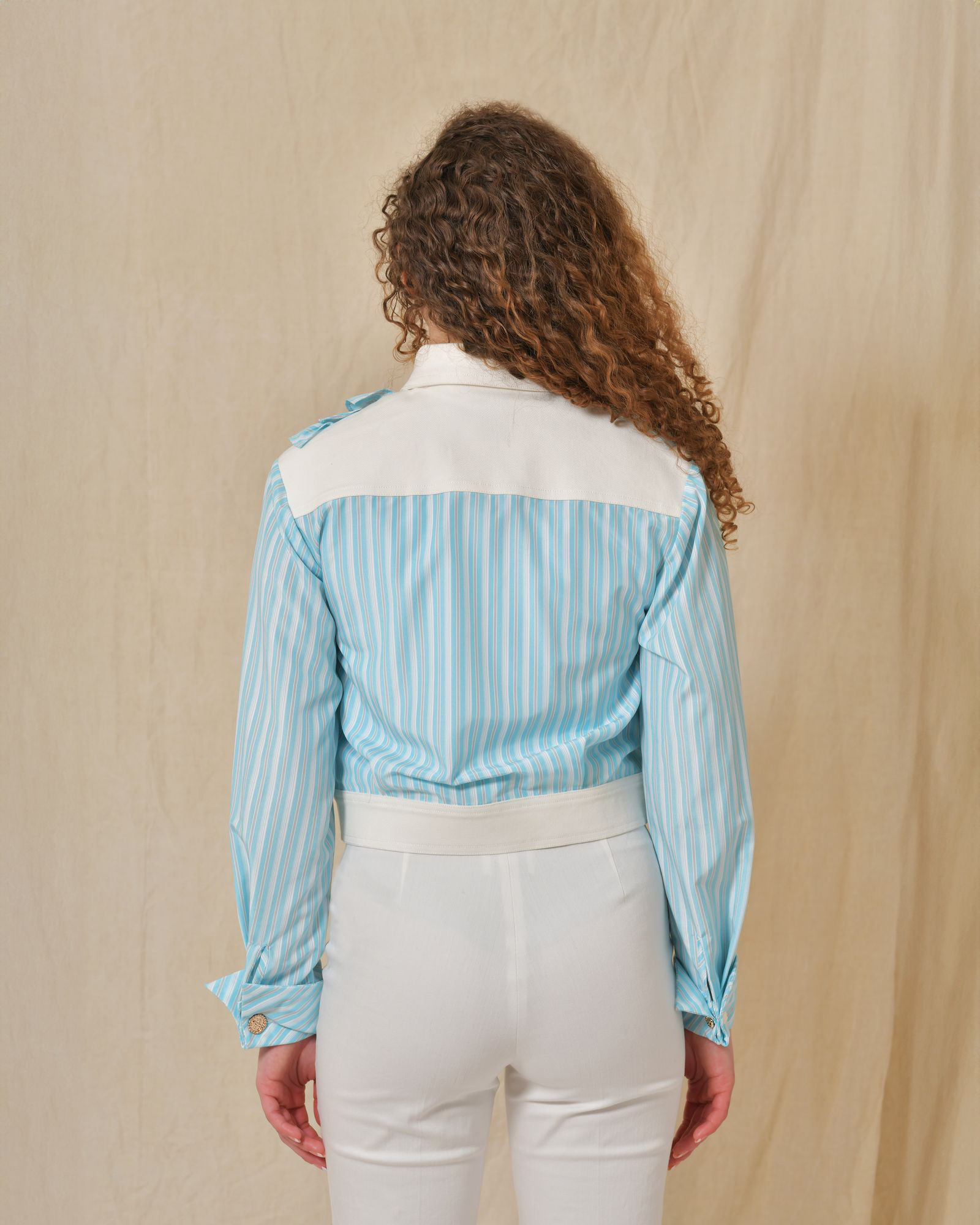 Veste à rayures bleues à empiècements Edward Achour