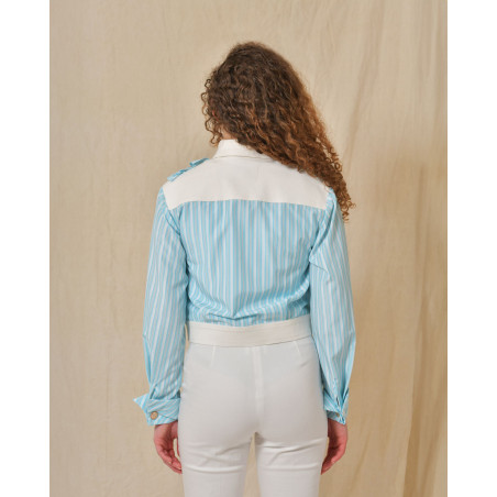 Veste à rayures bleues à empiècements Edward Achour