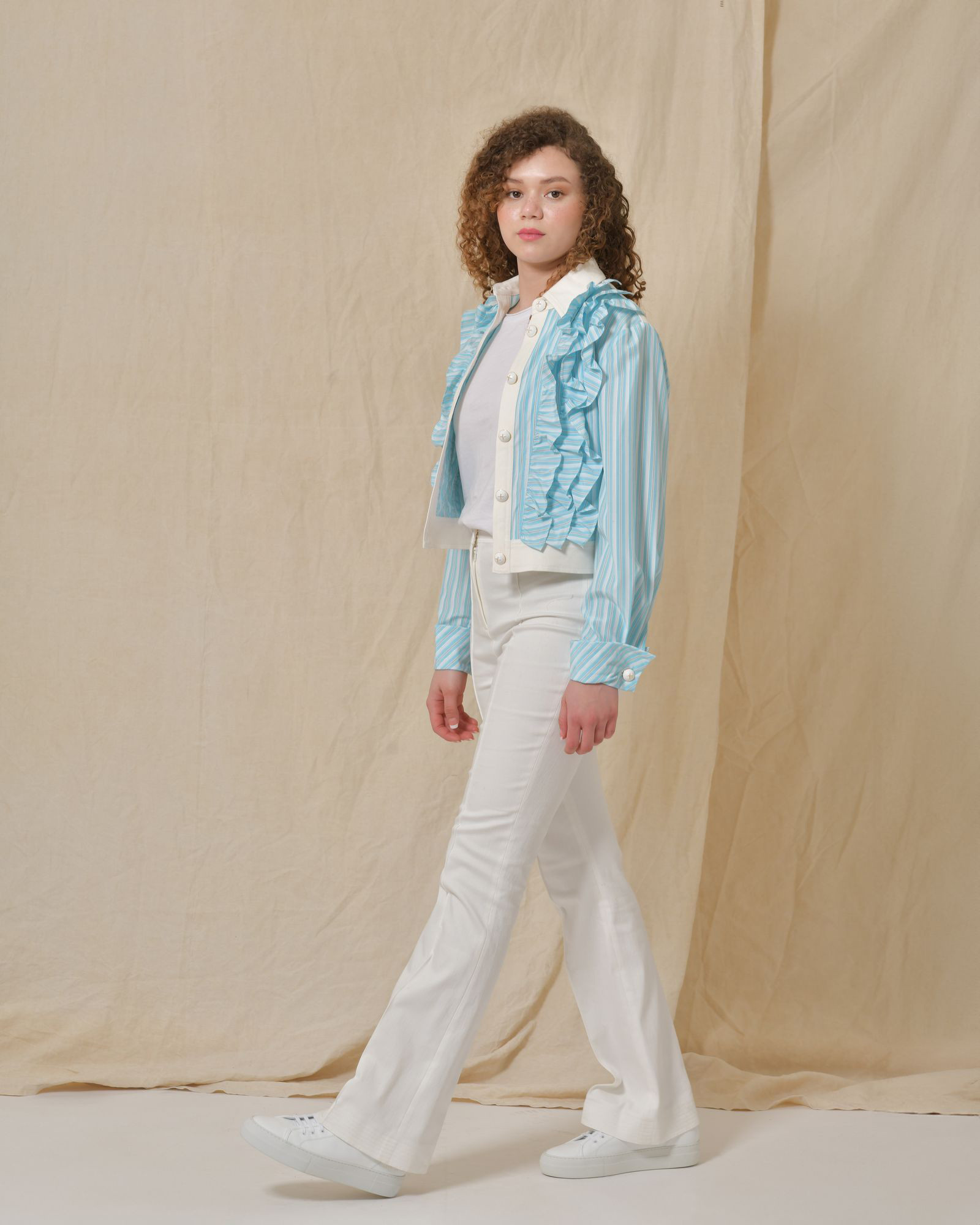 Veste à rayures bleues à empiècements Edward Achour