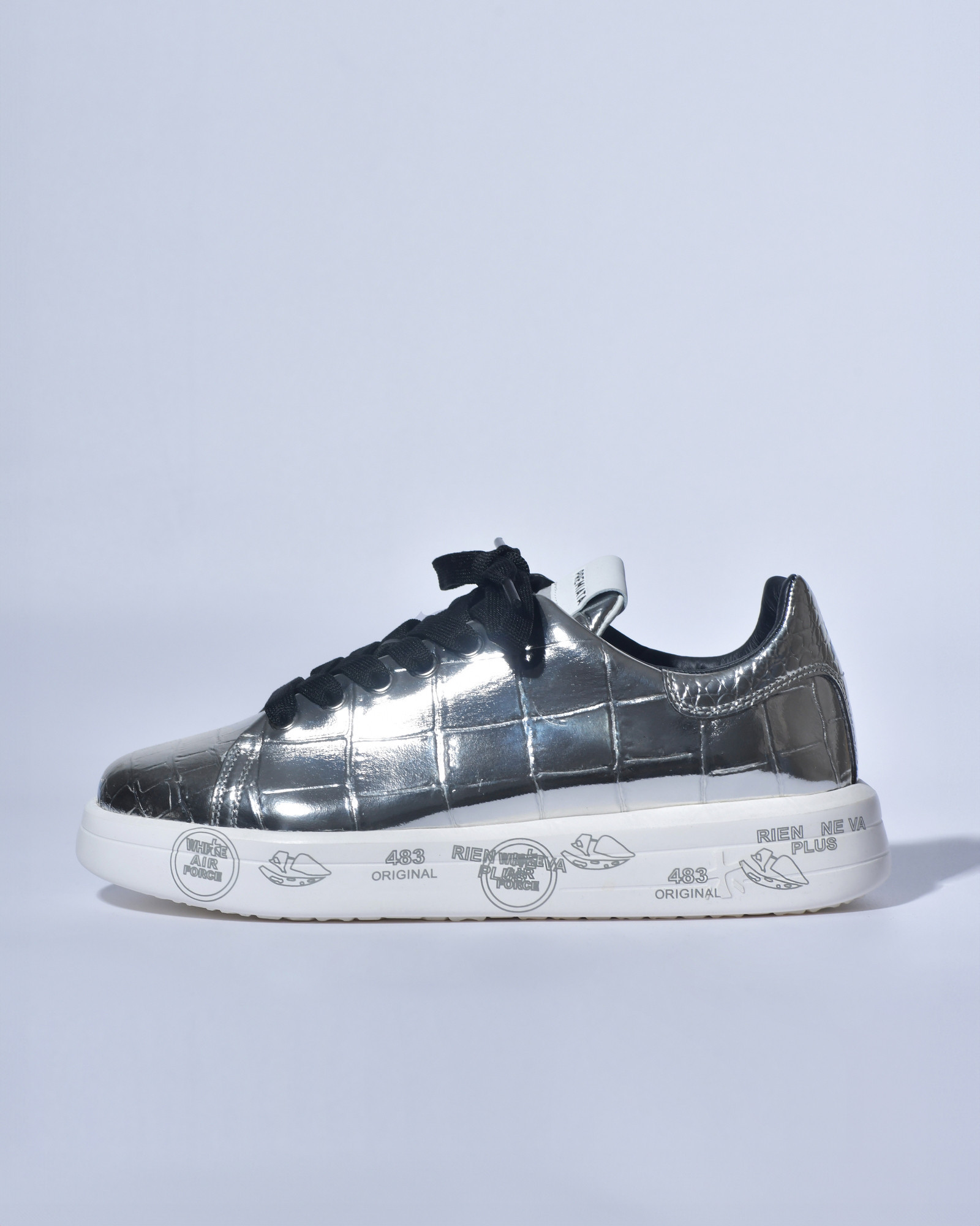 Baskets en cuir à effet croco métallique Premiata