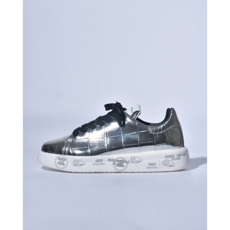 Baskets en cuir à effet croco métallique Premiata