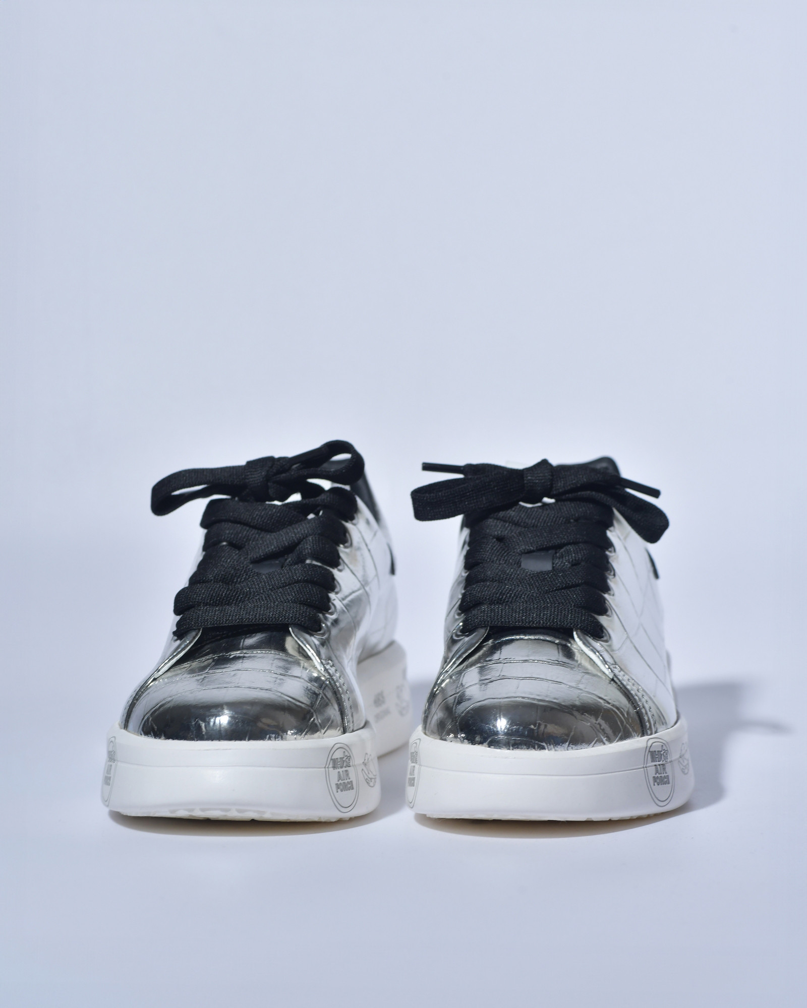 Baskets en cuir à effet croco métallique Premiata