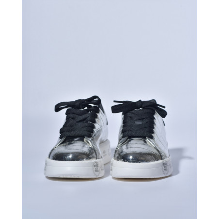 Baskets en cuir à effet croco métallique Premiata