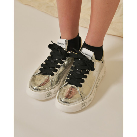 Baskets en cuir à effet croco métallique Premiata