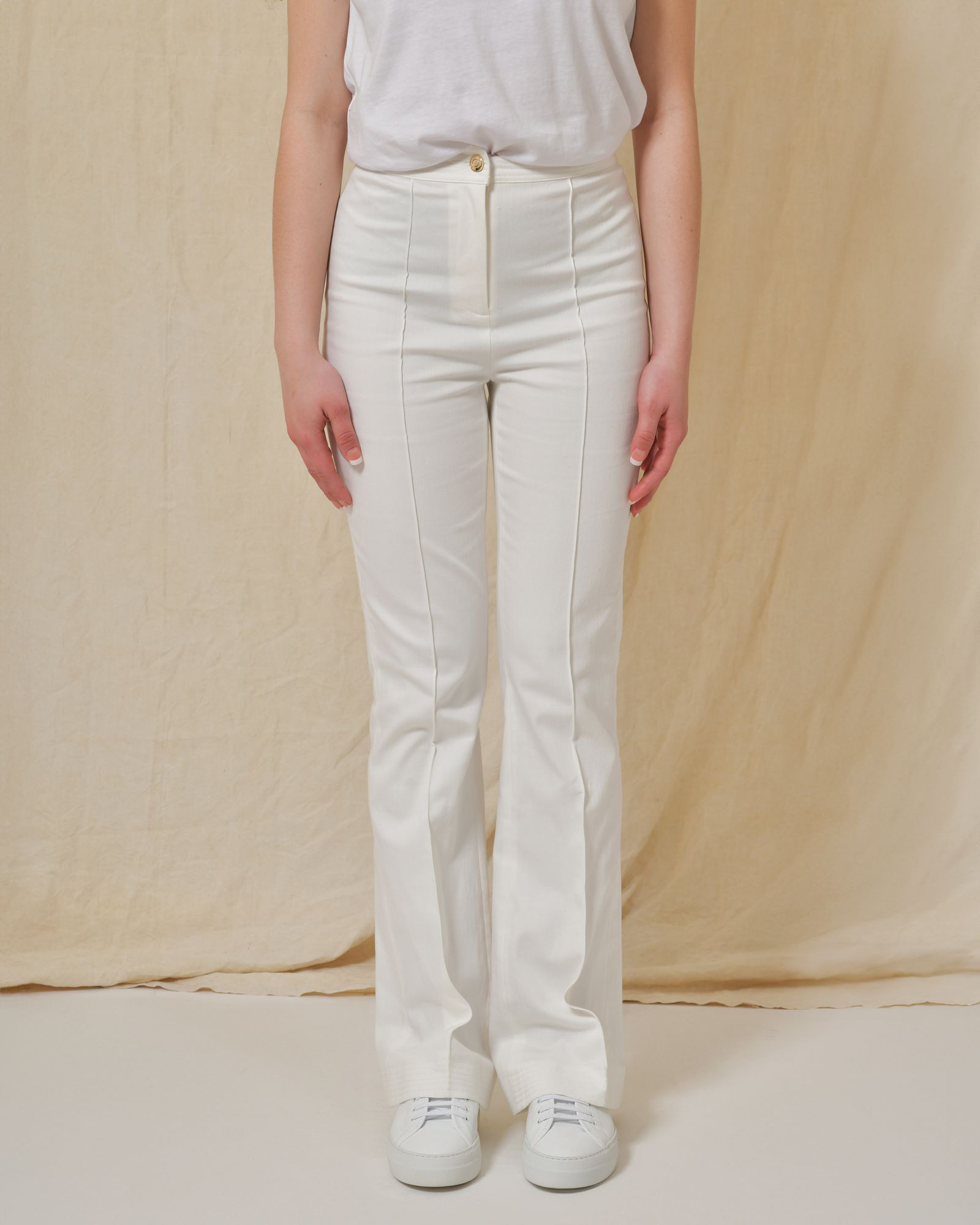 Jean blanc en coton mélangé évasée Edward Achour