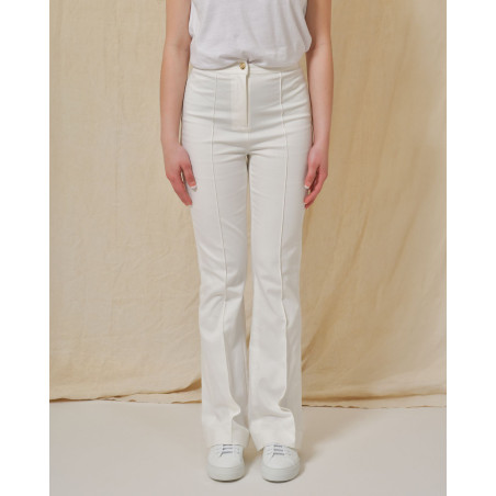 Jean blanc en coton mélangé évasée Edward Achour