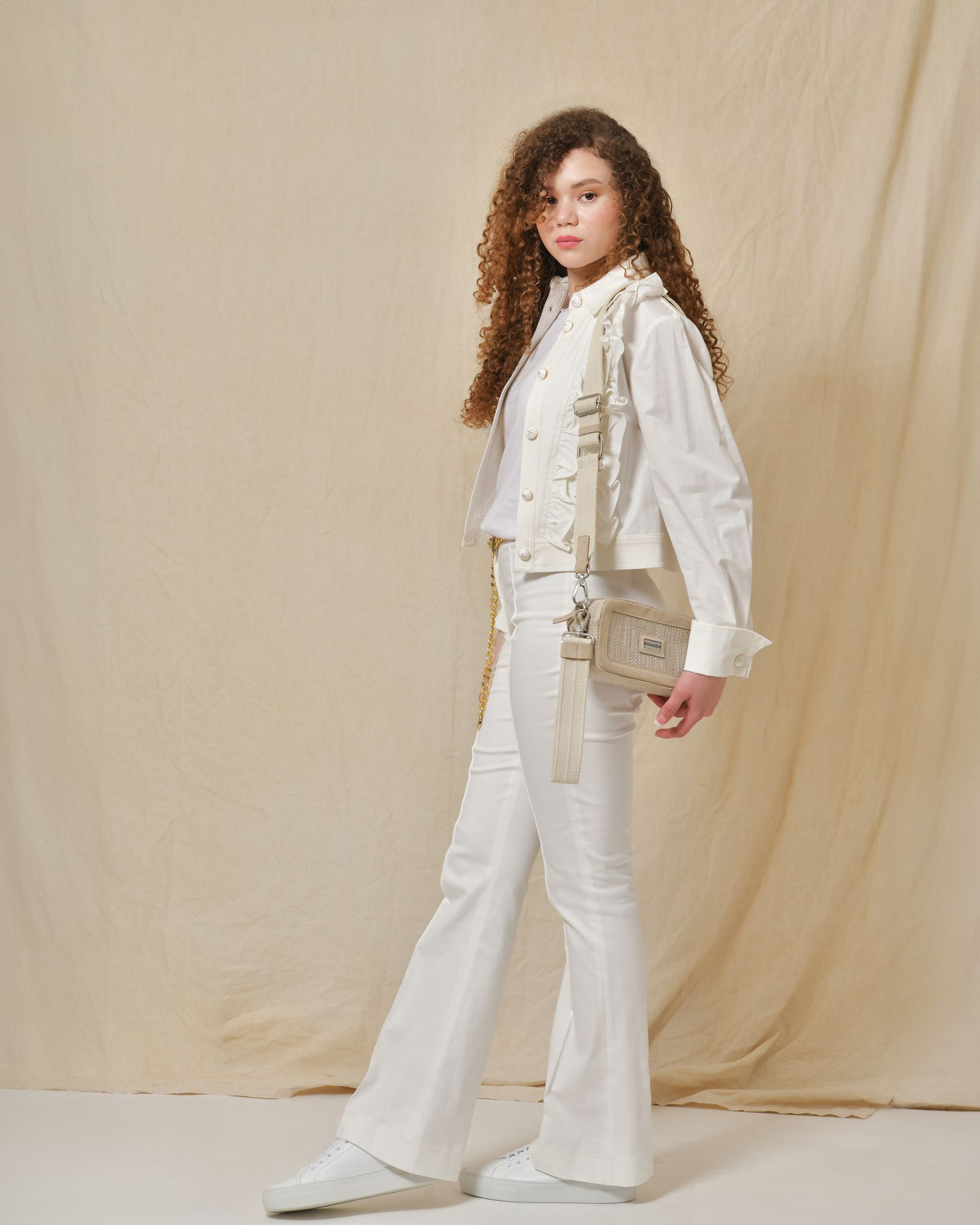 Veste chemisier à empiècements en jean Edward Achour