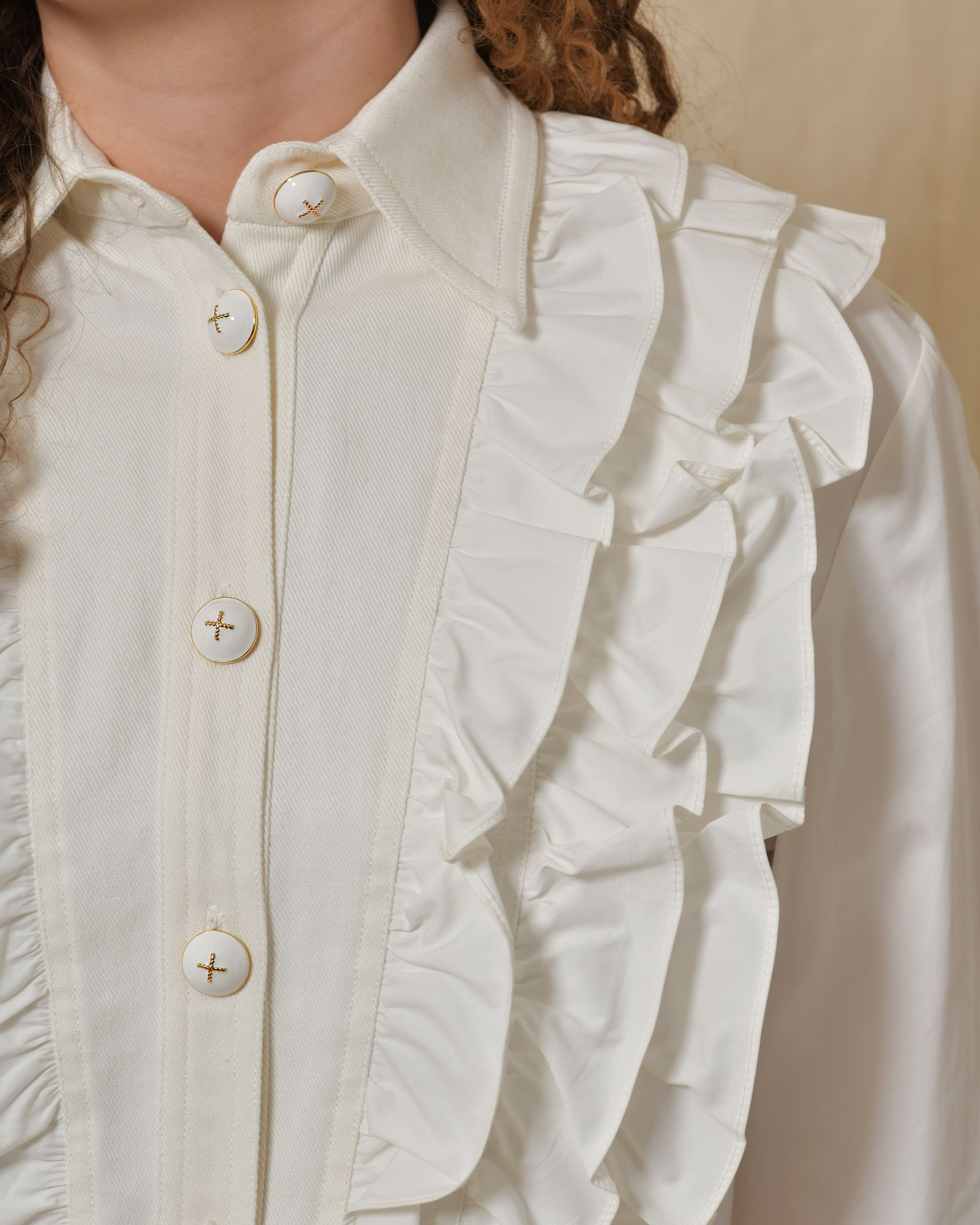 Veste chemisier à empiècements en jean Edward Achour