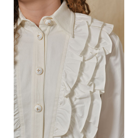 Veste chemisier à empiècements en jean Edward Achour