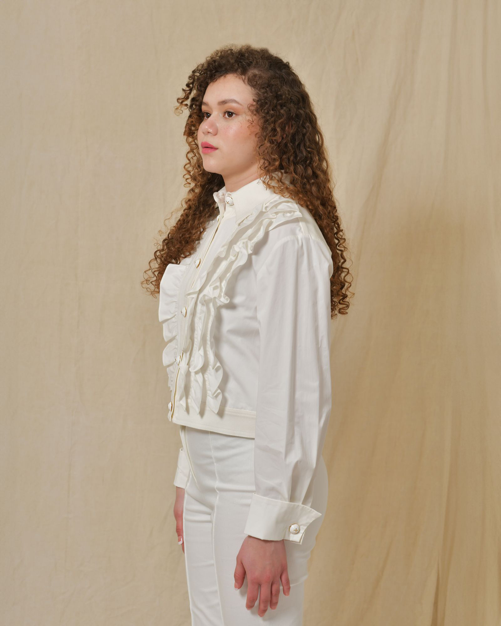 Veste chemisier à empiècements en jean Edward Achour