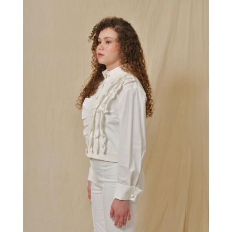 Veste chemisier à empiècements en jean Edward Achour