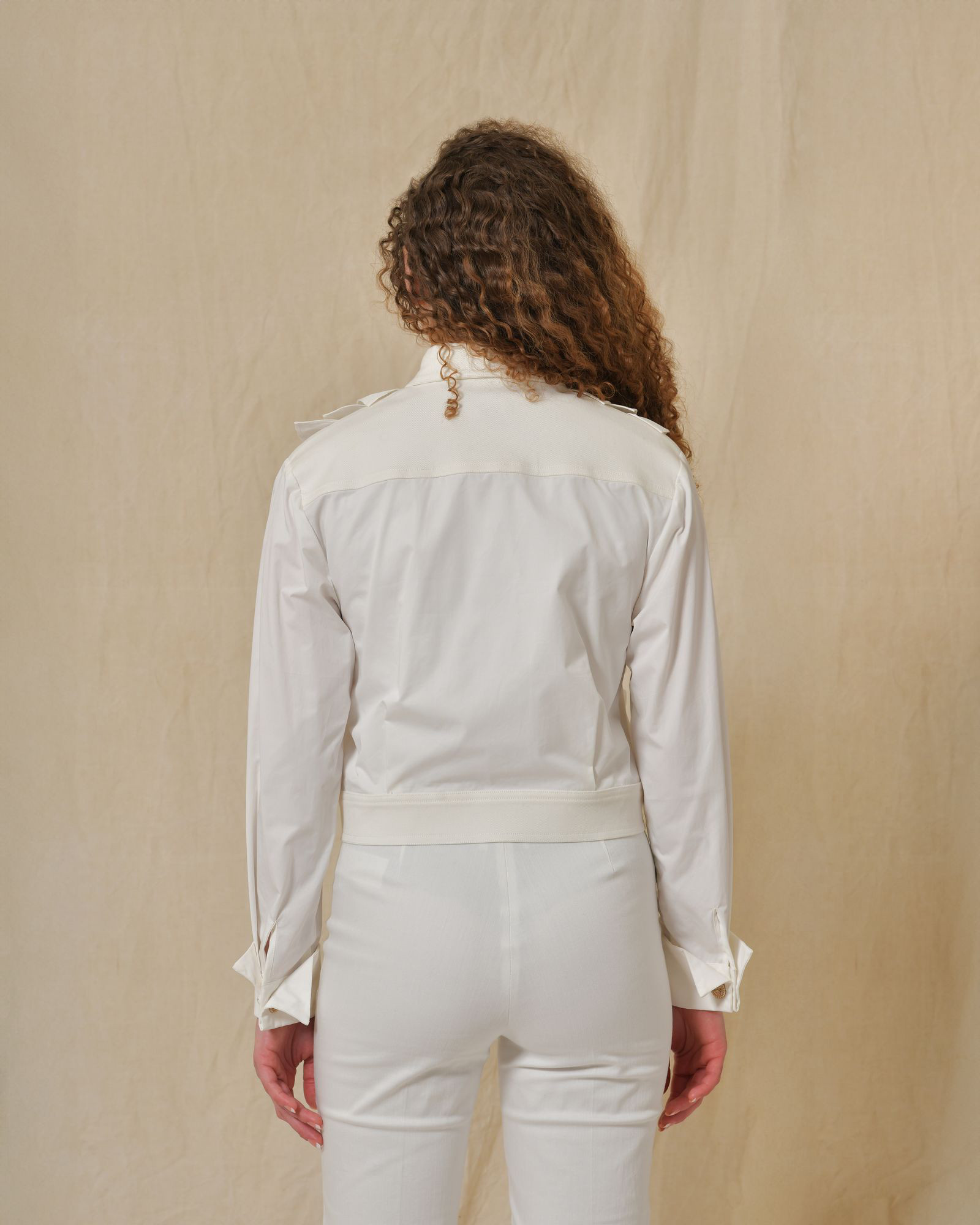 Veste chemisier à empiècements en jean Edward Achour