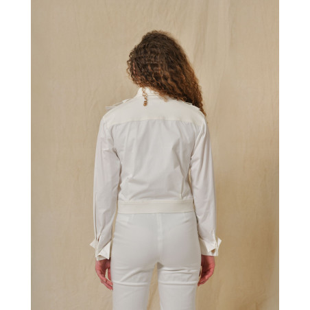 Veste chemisier à empiècements en jean Edward Achour