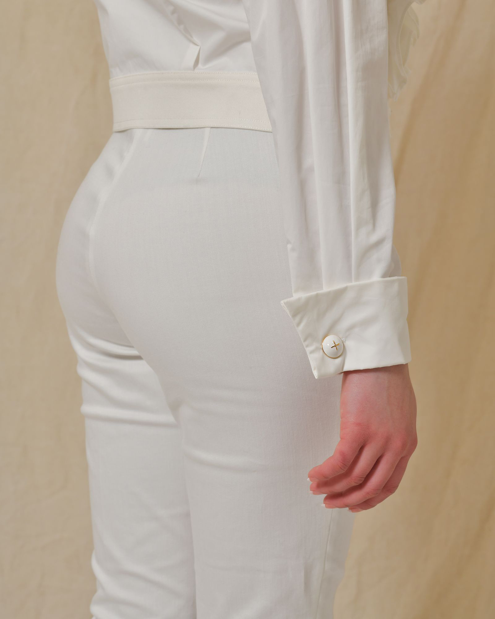 Veste chemisier à empiècements en jean Edward Achour