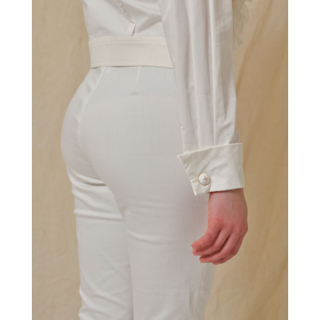 Veste chemisier à empiècements en jean Edward Achour