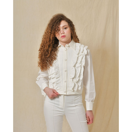 Veste chemisier à empiècements en jean Edward Achour