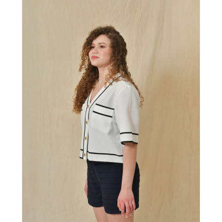 Cardigan blanc à manches courtes Edward Achour