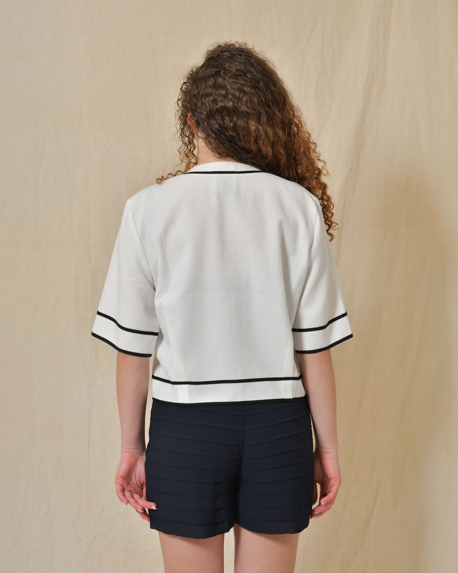 Cardigan blanc à manches courtes Edward Achour