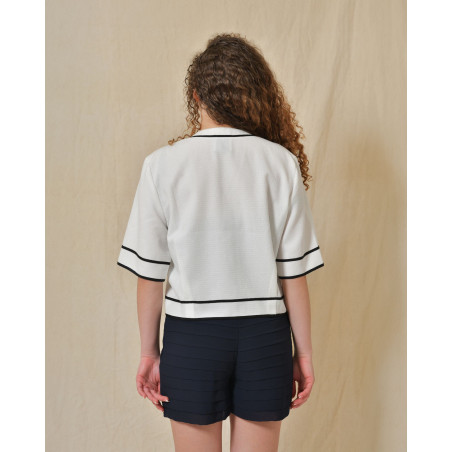 Cardigan blanc à manches courtes Edward Achour