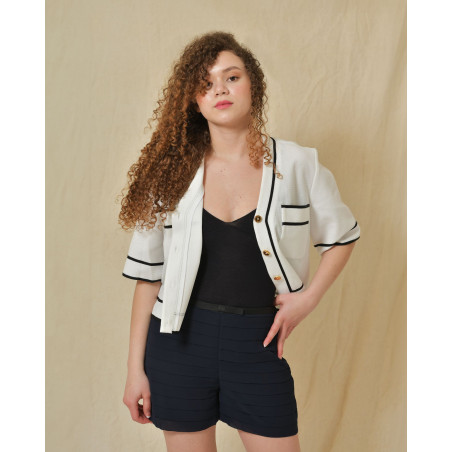 Cardigan blanc à manches courtes Edward Achour