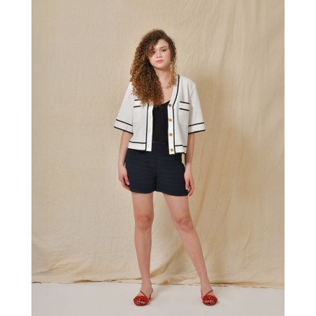 Cardigan blanc à manches courtes Edward Achour