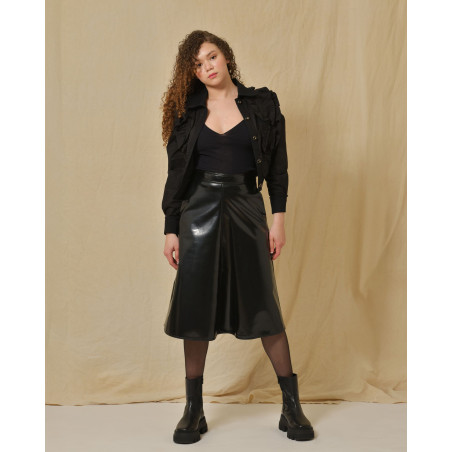 Veste en coton noir à empiècements Edward Achour