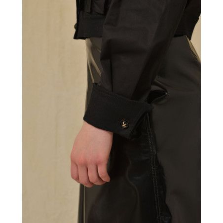 Veste en coton noir à empiècements Edward Achour