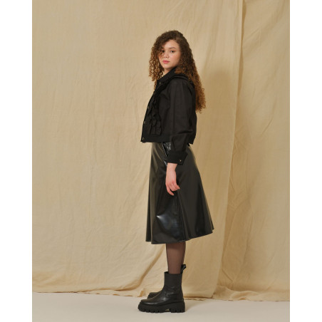 Veste en coton noir à empiècements Edward Achour