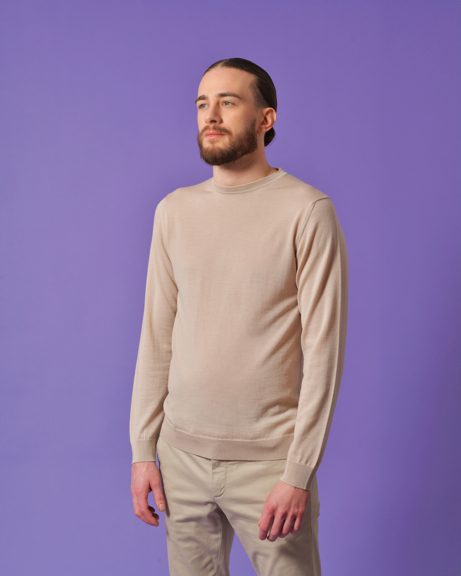 copie de Pull en laine mérinos beige Daniele Fiesoli