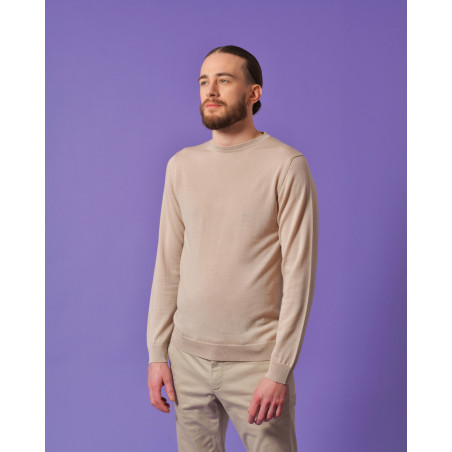 copie de Pull en laine mérinos beige Daniele Fiesoli