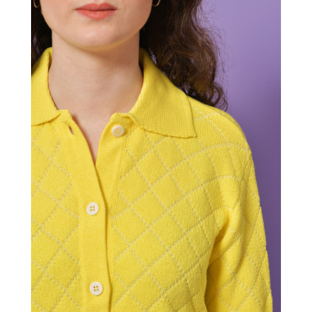Cardigan en coton jaune à imprimé AVN