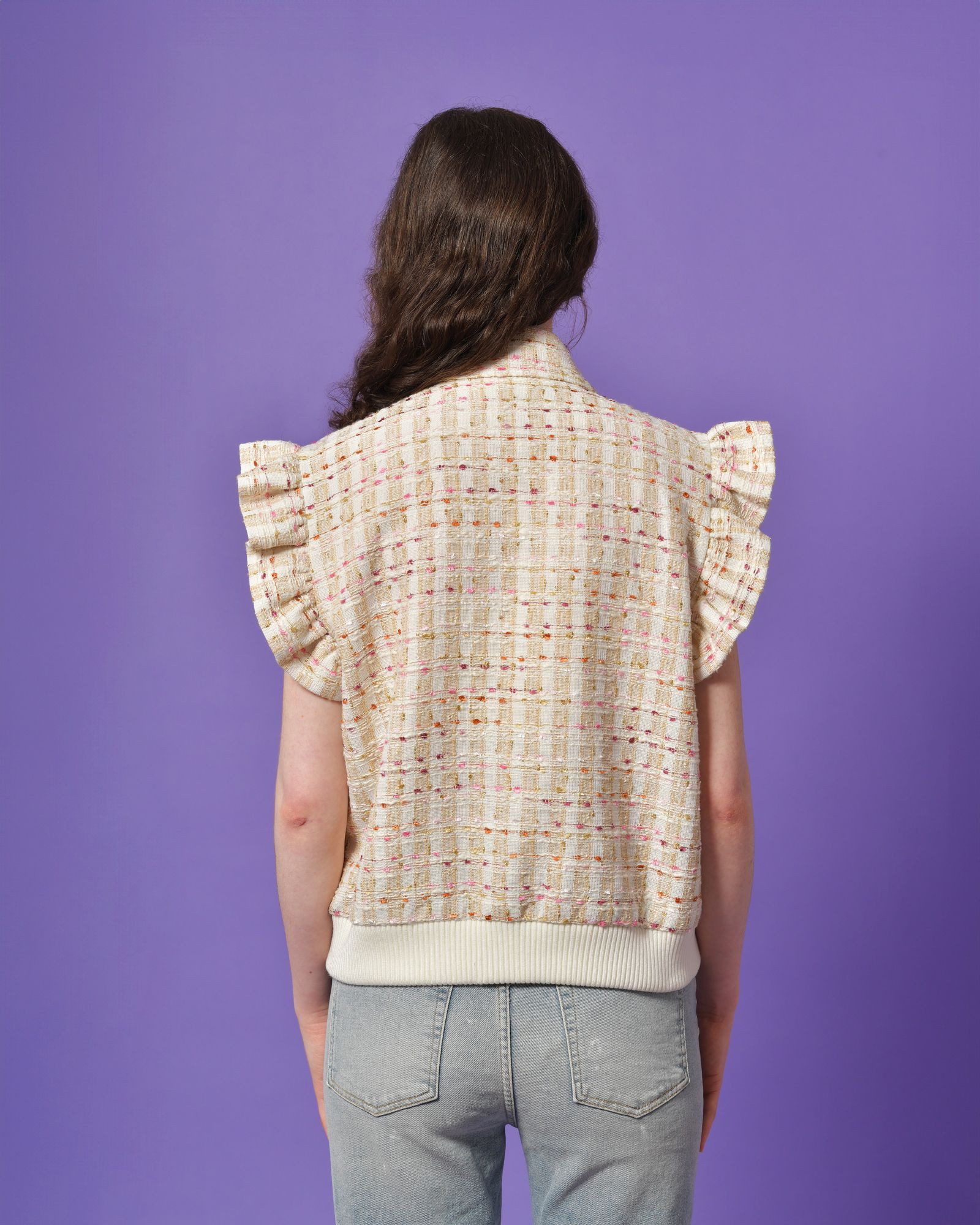 Veste en tweed à manches à volants Edward Achour