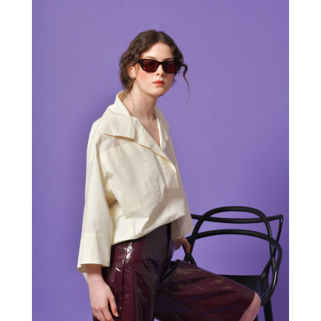Blouse oversize en coton à col ouvert Erika Cavallini