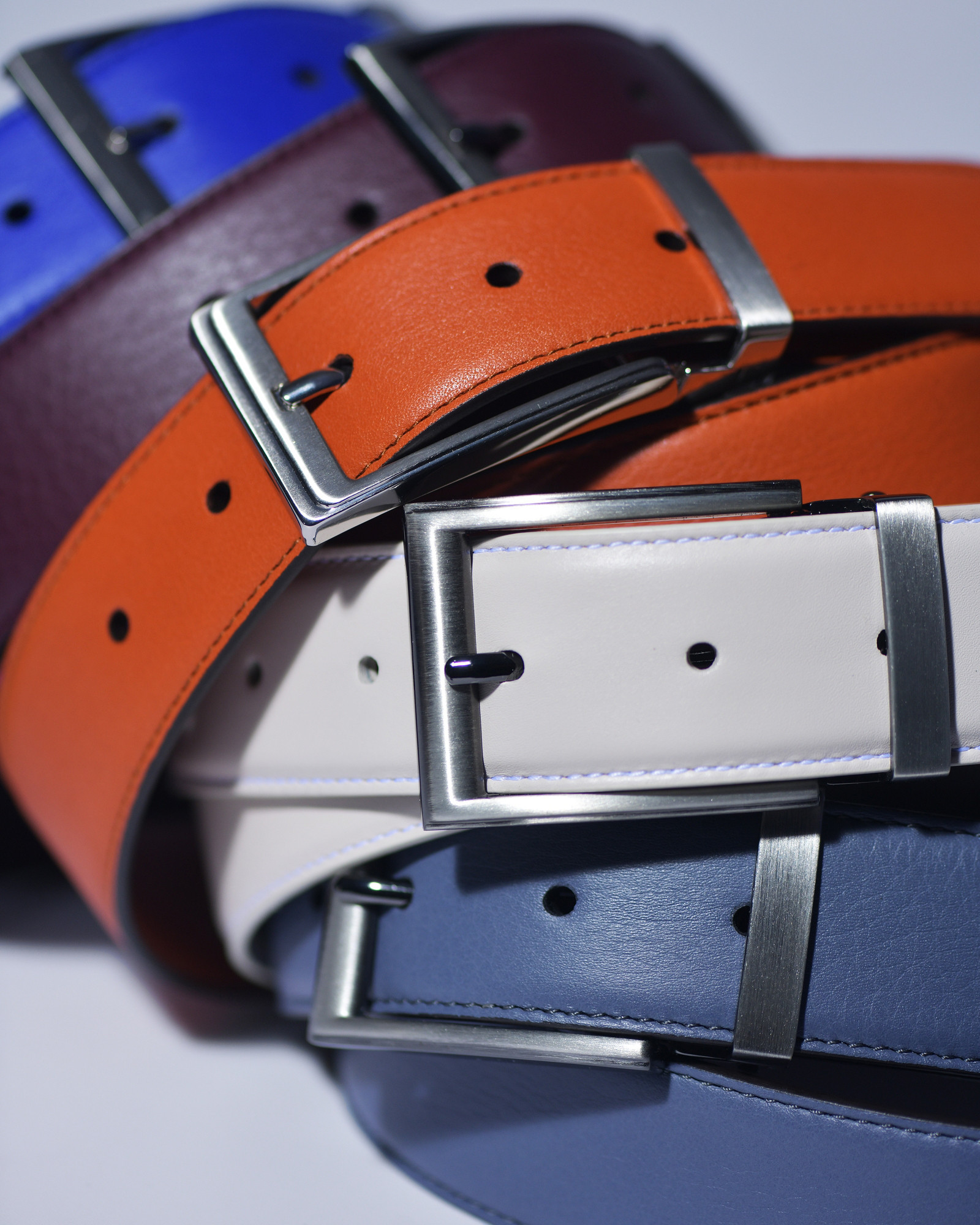 Ceinture en cuir lisse brique réglable Falorni