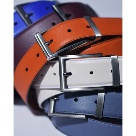 Ceinture en cuir lisse brique réglable Falorni