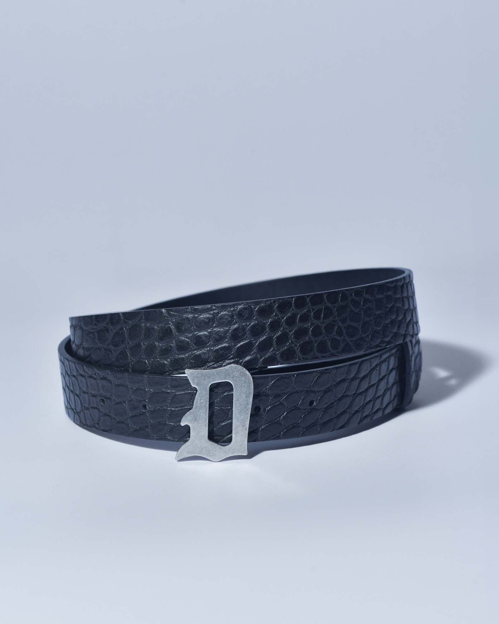 Ceinture en cuir texturé noir Dondup