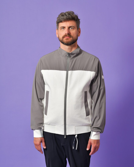 Veste bicolore blanche et grise en coton People of Shibuya