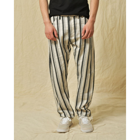 Pantalon en coton et lin mélangés à rayures Nostra Santissima