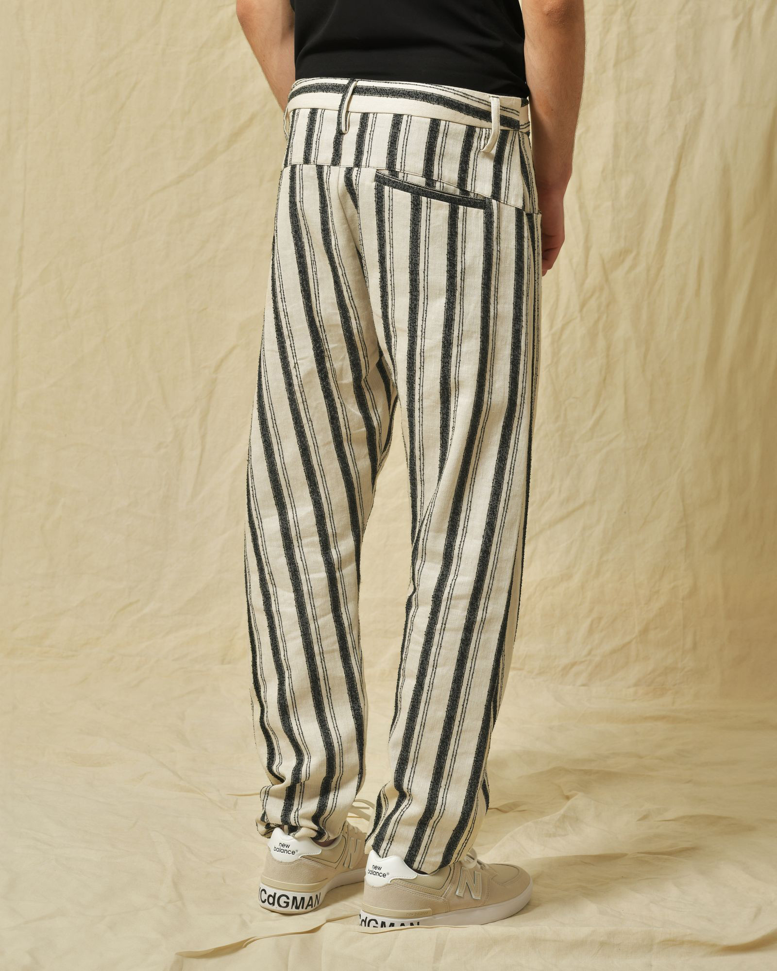 Pantalon en coton et lin mélangés à rayures Nostra Santissima