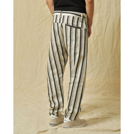 Pantalon en coton et lin mélangés à rayures Nostra Santissima