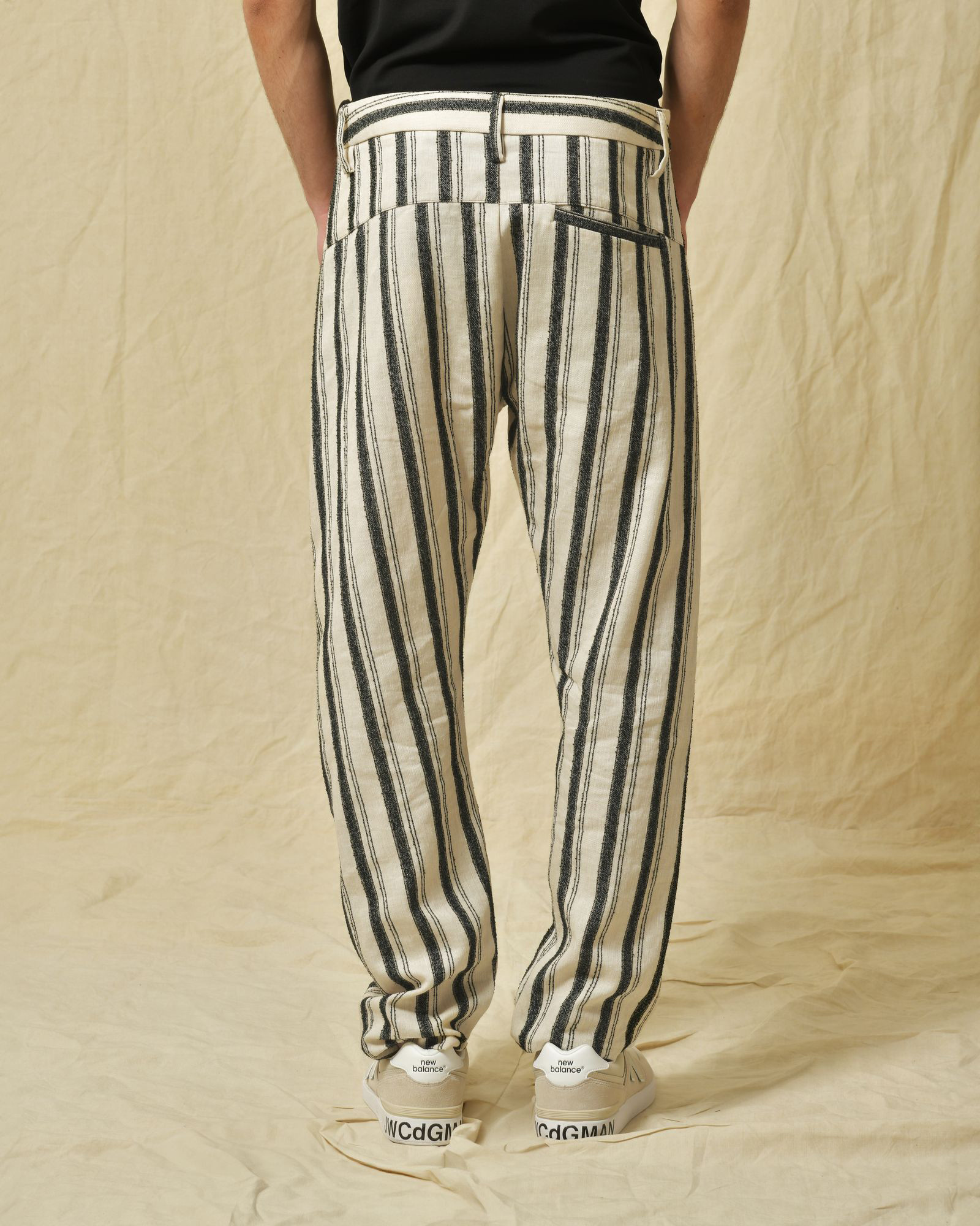 Pantalon en coton et lin mélangés à rayures Nostra Santissima