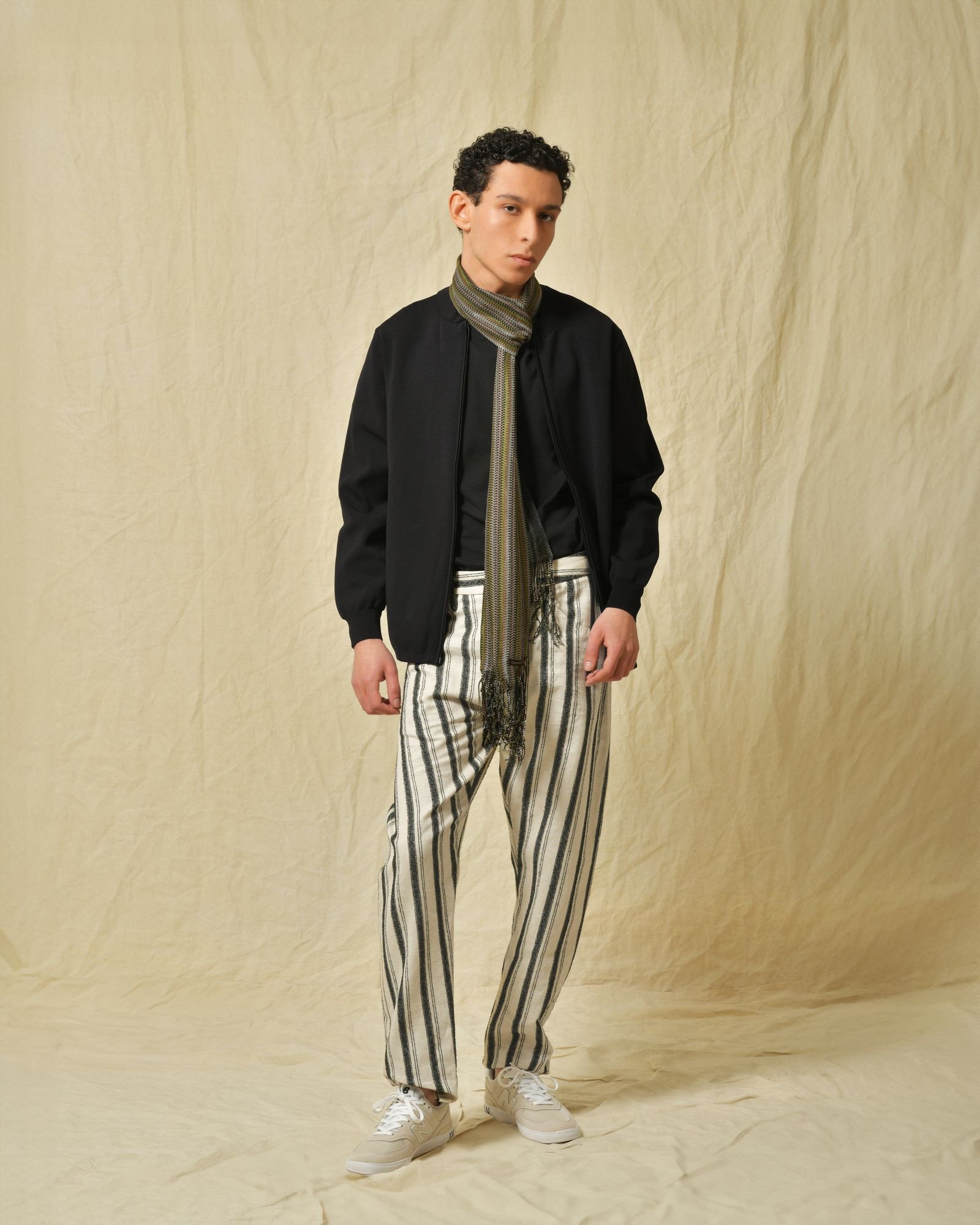 Pantalon en coton et lin mélangés à rayures Nostra Santissima