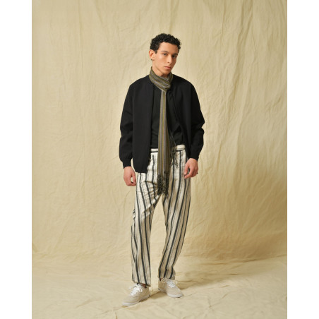 Pantalon en coton et lin mélangés à rayures Nostra Santissima