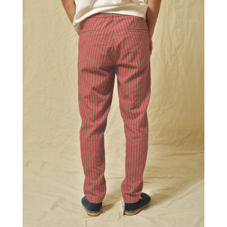 Pantalon en coton rouge à rayures AT.P.CO