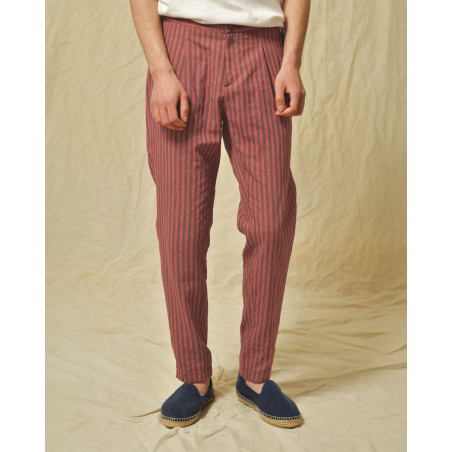 Pantalon en coton rouge à rayures AT.P.CO