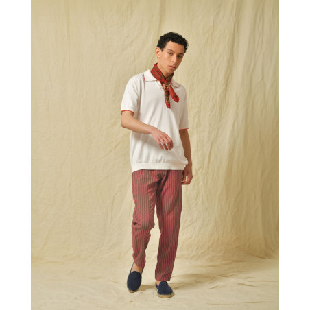Pantalon en coton rouge à rayures AT.P.CO