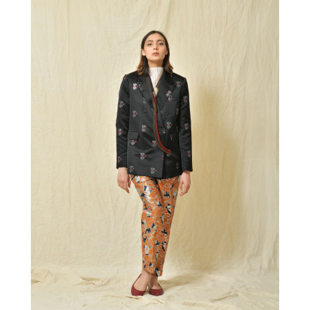 Pantalon chino imprimé lurex Sara Roka