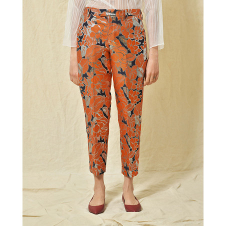 Pantalon chino imprimé lurex Sara Roka